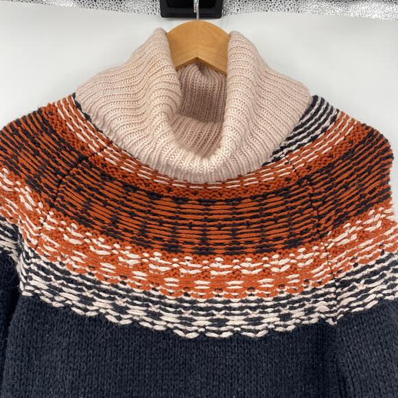 Madewell Turtleneck Sweater Dress Cotton Alpaca Fair Isle Pattern Mini Black XS - Picture 4 of 9